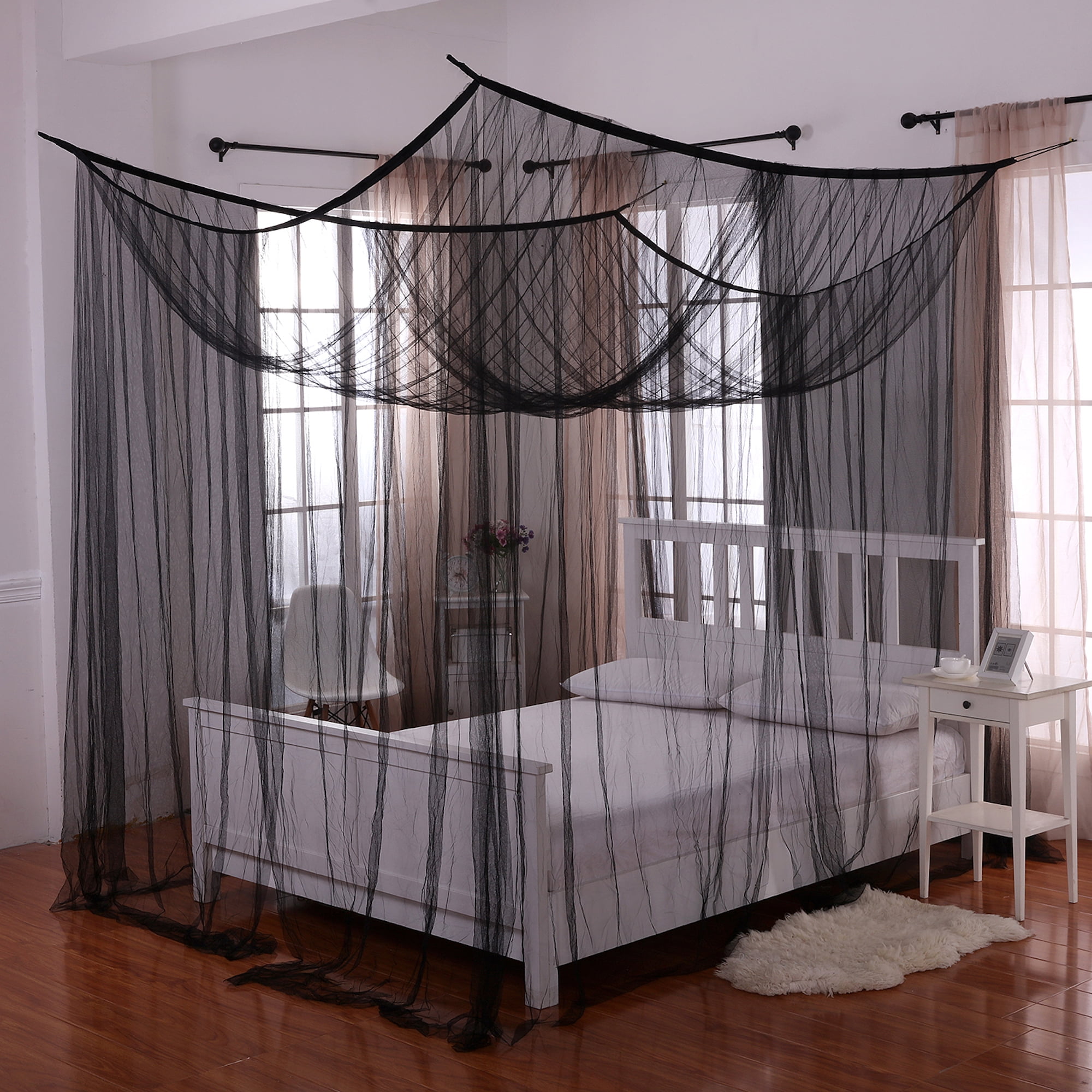Black Palace 4 Post Bed Sheer Mosquito Net Panel Canopy Walmart Black Palace 4 Post Bed Sheer Mosquito Net Panel Canopy Walmart