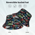 thumbnail image 3 of Vsdgher Hand Drawn Colorful Fishes Print Bucket Hat for Men&Women Bucket Hat Reversible Summer Double-Side-Wear Travel Gardening, Beach, Camping, Hiking, Fishing Cap, 3 of 5