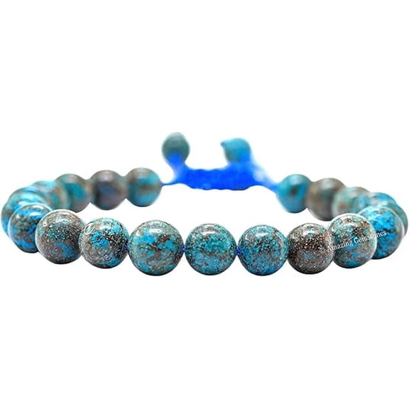 Sea Pattern Crystal Bracelet - 8mm Beaded Bracelet and Healing Stones
