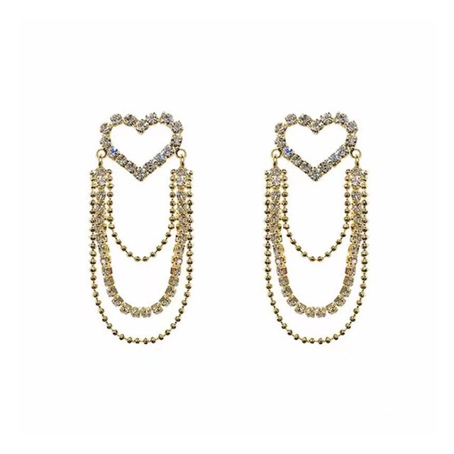 Minnieouse 1 par de pendientes de diamantes de imitación con borlas y corazón, cadena multicapa, para reuniones, pendientes, joyería sencilla, regalos Ropa, zapatos y accesorios Miscelánea Minnieouse AP010507-00