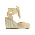 thumbnail image 3 of BLISSFUL STEP Women's Shoes Espadrille Wedge High Heel Round Toe Sandals Beige 7.5, 3 of 7