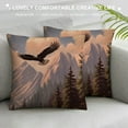 thumbnail image 3 of Jiayy  Eagle Throw Pillow Cushion Cover, Nature Photography of Rocky Mountains and Forest with a Bald Eagle Flying Over It, Decorative Square Accent Pillow Case,  Rose Green, 3 of 5