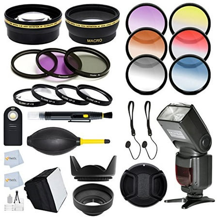 52mm Complete Accessory Kit for NIKON D7100 D7000 D5200 D5100 D5000 D3200 D3100 D3000 D90 D80 D600 D800 D800E DSLR Cameras Includes: Wide Angle & Telephoto Lens + 13 Pc. Filter Kit + Auto-Focus