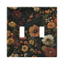 Yayeee Toggle Light Switch Wall Plate 2-Gang 4.56"x4.48" Decorative Outlet Cover, Dark Floral Pattern