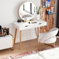 thumbnail image 3 of Homfa 2 Drawers White Desk, Writing Desk with Oak Legs for Home Study Office, 19.7''D x 39.4''W, 3 of 10