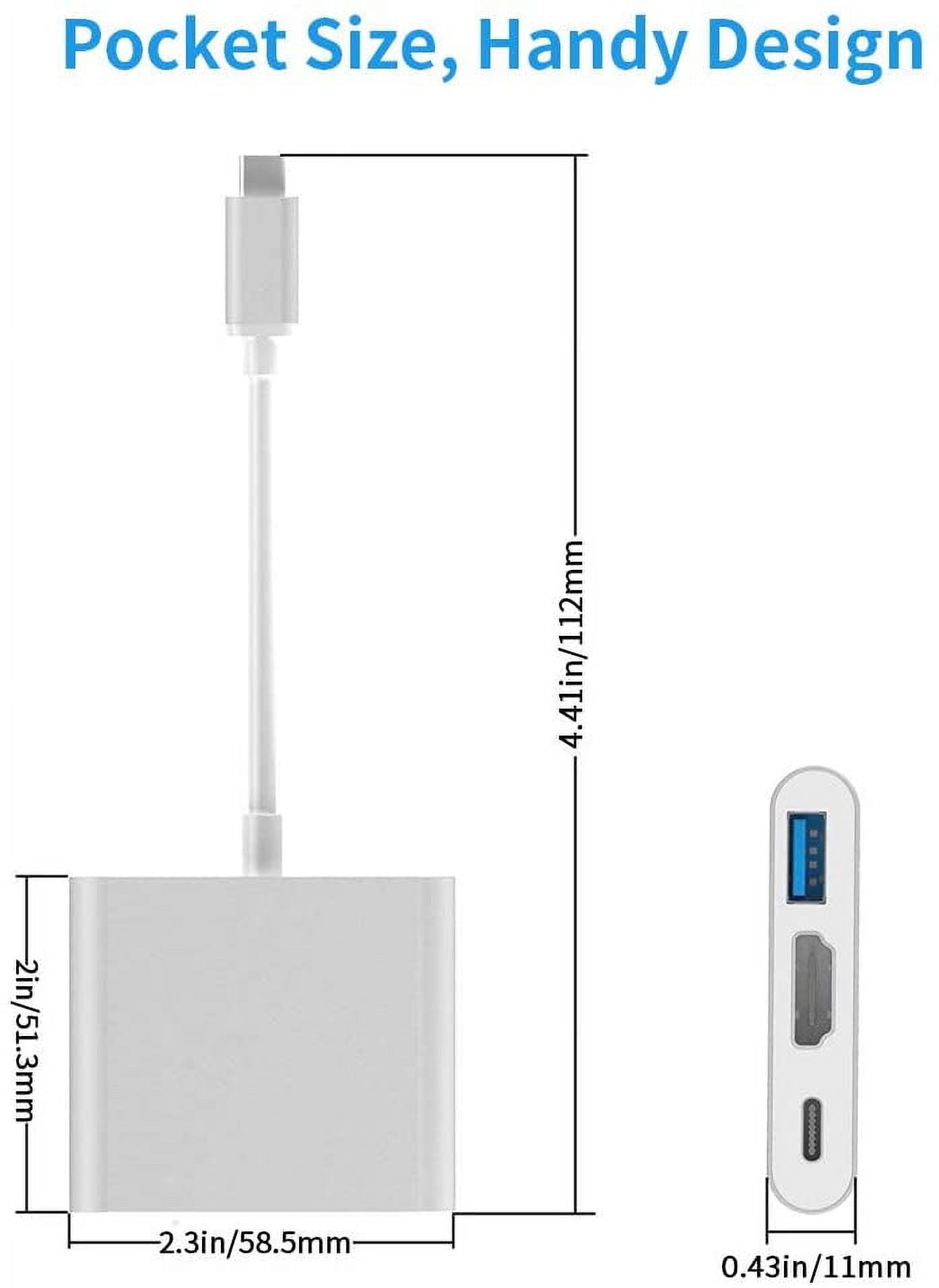 USB C to HDMI Multiport Adapter USB 3.1 Gen 1 Thumderbolt 3 to HDMI 4K Video Converter/USB 3.0 hub Port PD Quick Charging Port with Large Projection for 2015/16/17/18 MacBook/MacBook Pro/Chr