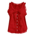 thumbnail image 4 of Red Womens Blouses Women Sleeveless Lace Tank Tops Vacation Front Tie Mesh Chiffon Tops Ladies Tops and Blouses, 4 of 4