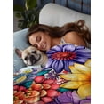 thumbnail image 3 of Twin Flat Sheet 66"x96", Boho Flowers Soft Lightweight Bedding Flat Sheets Only, Bohemia Ethnic Floral Colorful Floral Brushed Microfiber Top Bed Sheet, Breathable StainResistant Bedsheets, 3 of 9