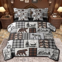 Homewish Jungle Wildlife Wolves 7pcs Bedding Comforter Set,Wild Bear Paws Queen Bedding Sets,Rustic Farmhouse Cabin Queen Sheet Sets For Adults,Super Cozy Room Decor Reversible