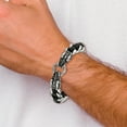 thumbnail image 6 of Stainless Steel Bracelet Men's Curb 14 mm 8.5 in Chisel Antiqued and Polished Dragon Head Chain with Black Leather, 6 of 6