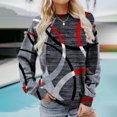 thumbnail image 2 of Sarapandan Women Pullover Top Long Sleeved Round Neck Geometric Printing Casual Fit Sweatshirt for Shopping Grey M, 2 of 5
