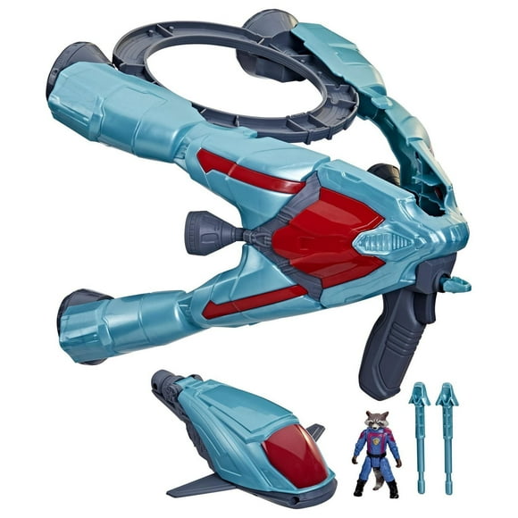 Marvel Guardians of the Galaxy Vol. 3 Galactic Spaceship, Marvel’s Rocket Action Figure with Vehicle and Blaster Accessory, Superhero Toys for Kids