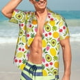 thumbnail image 7 of Sikiie Avocado And Pineapple Print Men's Hawaiian Shirt, Summer Beach Button Pocket Short Sleeve T-Shirt,Large, 7 of 7