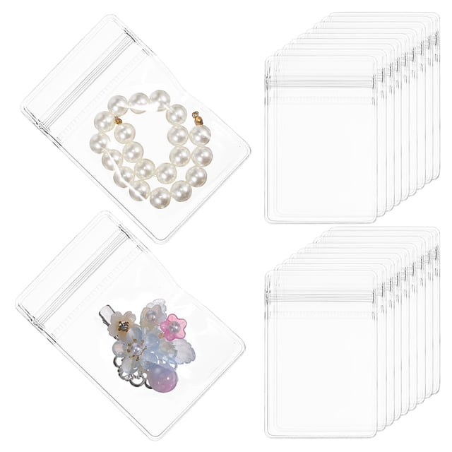 BEADCEST 100Pcs Transparent Jewelry Storage Zip Bags Small Plastic Pouches for Easy Content Identification