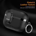 thumbnail image 5 of Dteck Case for Apple AirPods Pro 3rd Generation,Shockproof PU Leather with Lock Case Built-in Fold-out Phone Stand Cover with Carabiner Keychain for AirPods Pro 3 (2025), Black, 5 of 7
