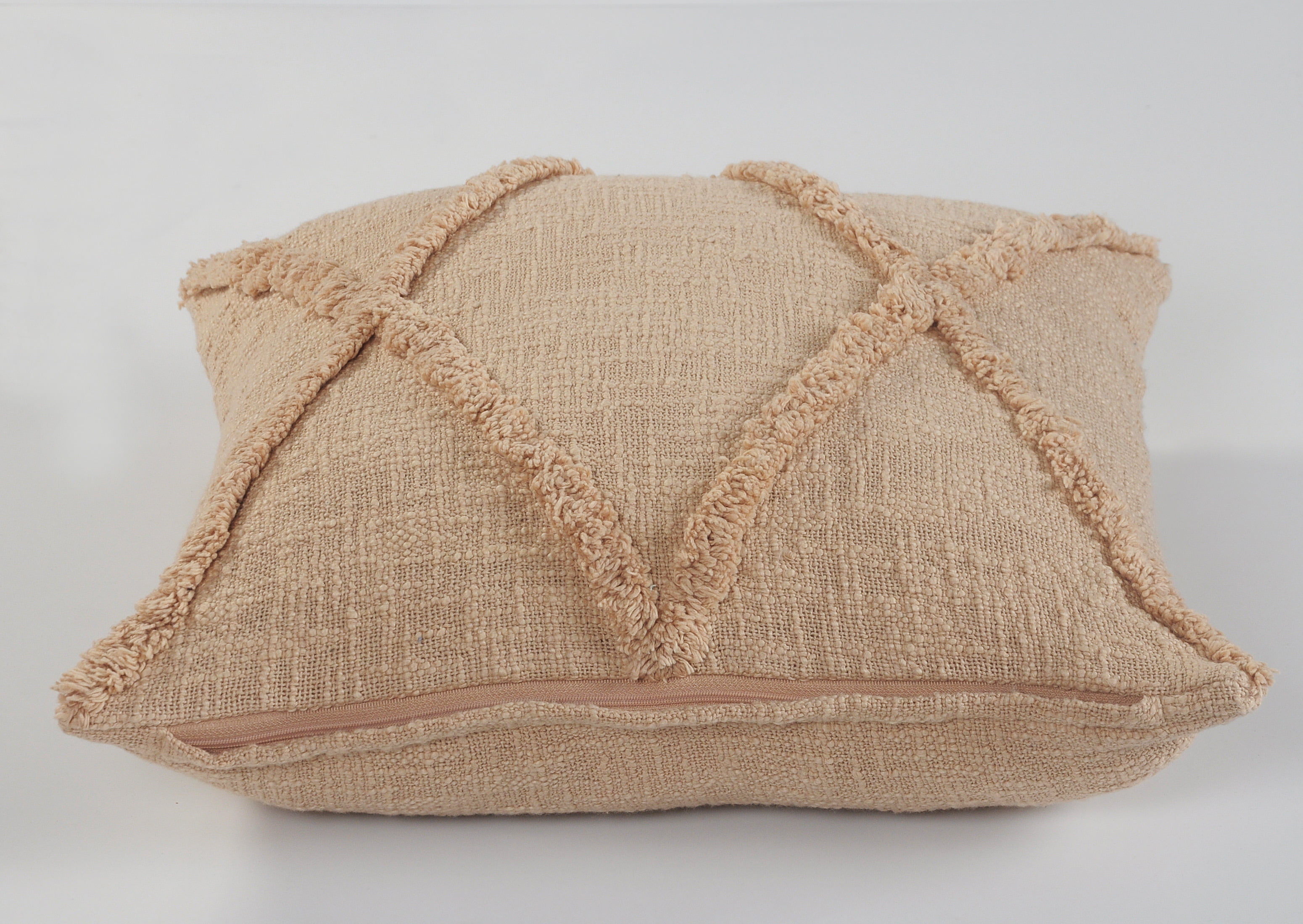 Ox Bay Sara Set of 2 Shag Diamond 18" x 18" Frappe Cotton Adult Decorative Throw Pillows