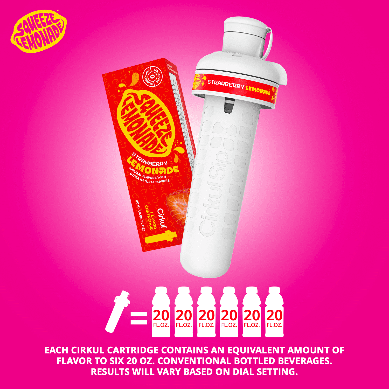 (2 pack) Cirkul Squeeze Strawberry Lemonade Flavor Cartridge, Drink Mix, 1-Pack