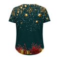 thumbnail image 4 of Hueook Plus Size Christmas T Shirts for Women Short Sleeve Graphic Tee Xmas Gold Stars Dark Green Holiday Top Multicolor L, 4 of 5