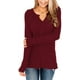 thumbnail image 4 of Túnica de punto de gofre de manga larga para mujer, camisetas casuales con cuello en V, jerséis de ajuste holgado Zhivalor WMZY-696-4, 4 of 6