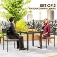 thumbnail image 3 of 2-Piece Grey Outdoor Dining Chairs - Aluminum Frame, Cushioned Patio Seating for Deck, Balcony & Garden - Stackable Design, 32.7" H, 3 of 7