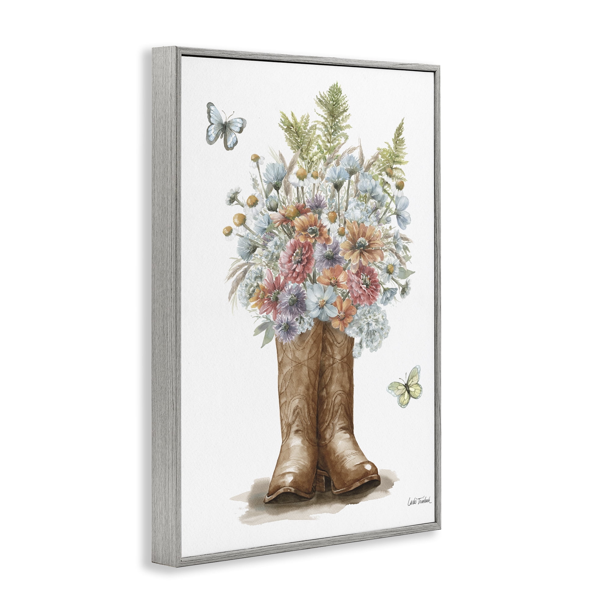 Stupell Industries Wildflower Western Bouquet Botanical & Floral Painting Gray Framed Art Print Wall Art, 16 x 24