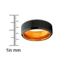 thumbnail image 4 of Metal Masters Black Tungsten Wedding Band Mens Ring Orange Interior Beveled Edge Brushed 8mm 7, 4 of 6