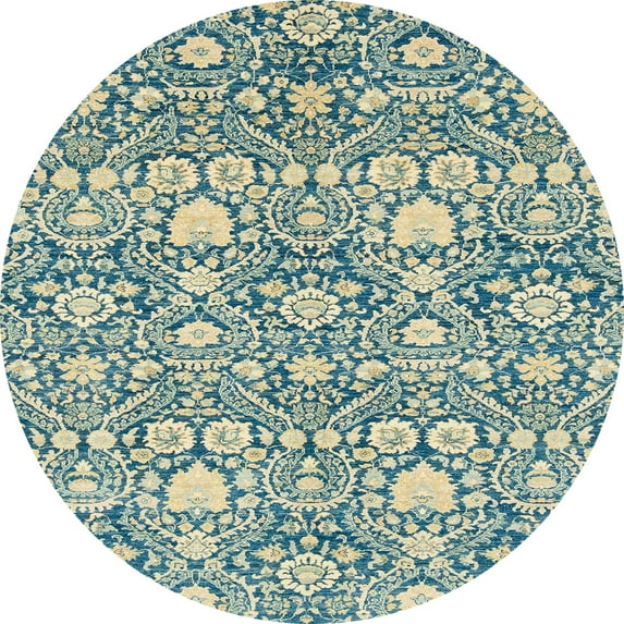 Ahgly Company Machine Washable Indoor Round Abstract Tan Brown Area Rugs, 3' Round