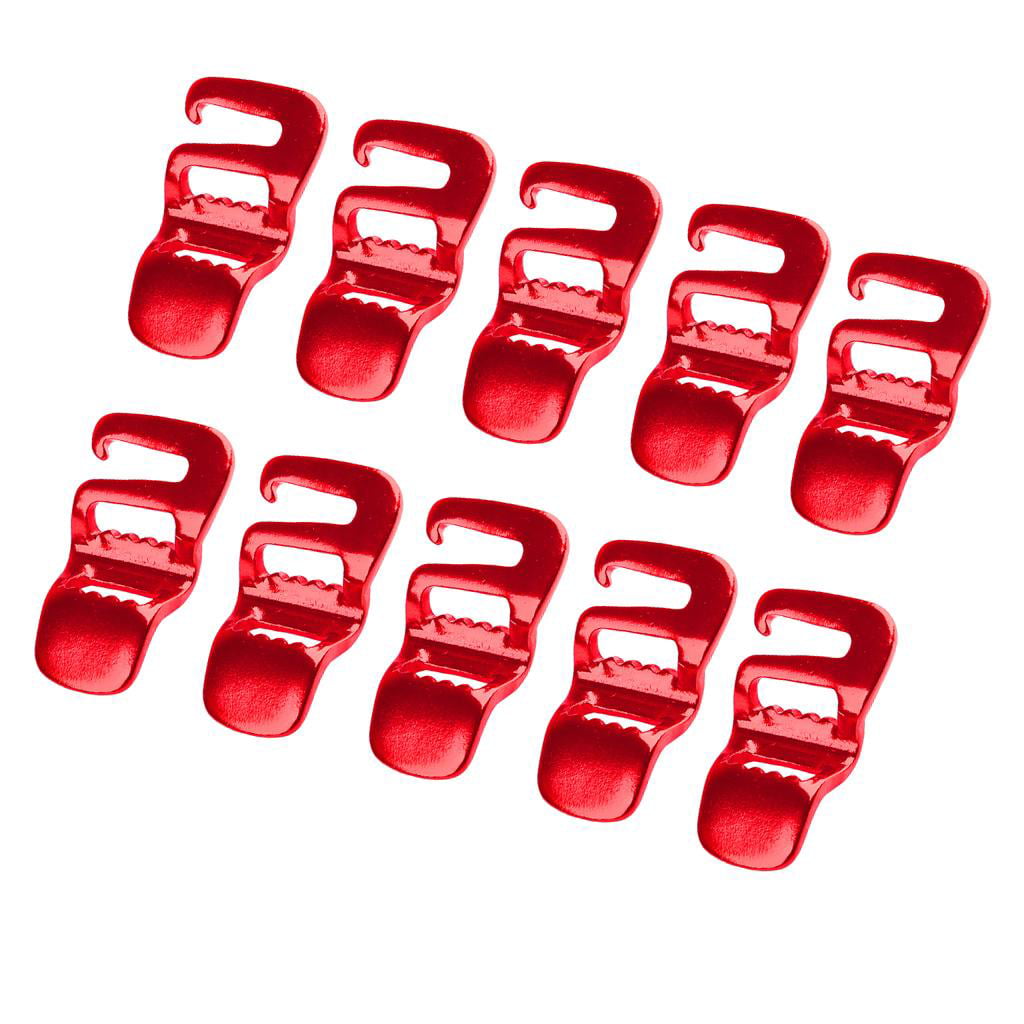 10pc/Set Metal G Hook Webbing Buckle Tactical lightweight and Strong 10mm S Red 