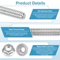 thumbnail image 3 of Uxcell M3 x 0.5mm Fully Threaded Rods 7 Size, 304 Stainless Steel All Threaded Rod Metric Right Hand Threads with 14Pcs Flange Hexagon Nut for Clamps Hangers U-Bolt, 3 of 6
