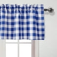 thumbnail image 3 of Mloabuc 3 Piece Semi Sheer Kitchen Curtains - Light Filtering Buffalo Plaid Tier and Valance Window Curtains Set, Royal Blue and White, 52 W x 18 L (1 Panel) + 26 W x 36 L (2 Panels), 3 of 6