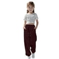 thumbnail image 1 of WENXIAOO Kids Sweatpants Drawstring Sweatpants With Pockets Solid Pants Brown Sweatpants Girls Kids Spring Fall Sweatpants Size 5-6 Years, 1 of 7