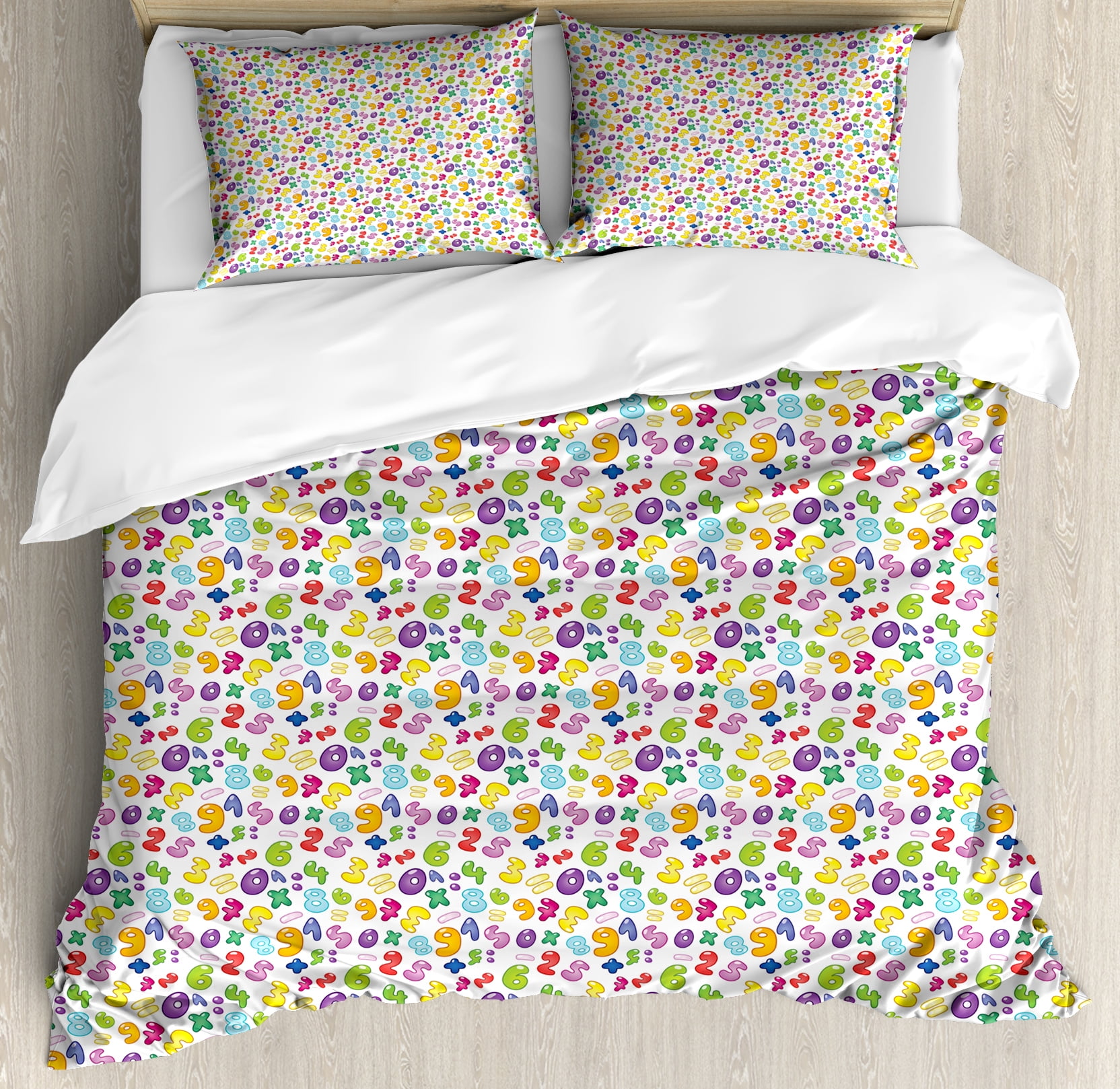 Numbers Duvet Cover Set Bubble Style Equation Division Addition Multiplication Themed Children Math Decorative Bedding With Pillow