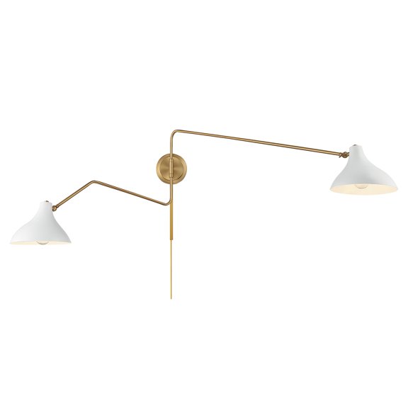Trade Winds Genevieve 2-Light Wall Sconce in White with Natural Brass