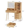 thumbnail image 4 of BeesClover Coiffeuse Moderne à Cannelures, avec Miroir Éclairé et Prise de Courant, Miroir HD de 24 Pouces, 5 Tiroirs et Tablette de Rangement pour Femmes et Filles, 4 of 7