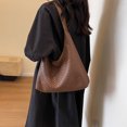 thumbnail image 1 of Bolso de hombro grande para mujer, bolso de mano tejido de PU informal, bolso Hobo, bolso de viaje, 1 of 9