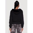 thumbnail image 5 of Women's Faux Fur Trim Zip Front Hoodie with Pom Poms, 5 of 5