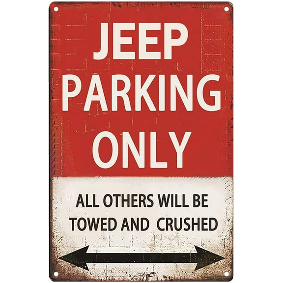 Car Room Decor for Boys, Compatible for Jeep Metal Tin Sign Vintage Warning Signs Men Bedroom Garage Wall Art Parking Only Iron Poster 8x12 Inch