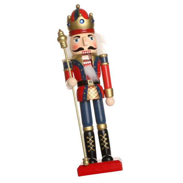 Handpainted Standing Wooden Nutcracker King with Scepter mas Ornament Party Prop Collectible