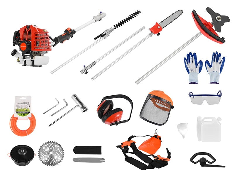 Floseru 2026 New Gas Weed Wacker - 52cc 2-Stroke 5 in 1 Multi-Functional Lawn Mower Hedge Trimmer Pruners Gas Powe Brush Cutter, Handheld Weed Eater for Garden and Yard Lawn