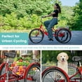 thumbnail image 3 of MOPHOTO Red Adult Tricycle 7 Speed, 3 Wheel Bike Adult, 24/26 inch Wheels Cruiser Bikes with Cargo Basket for Seniors, Women, Men, 3 of 7