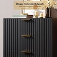 thumbnail image 6 of EastVita Fluted 5 Drawer Storage Dresser - Tall Modern Chest with Ample Deep Drawers and Wide Top - Wooden Organizer for Living Room/Hallway/Kids Room - Black, 6 of 8