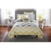 Mainstays Yellow Grey Chevron Bed in a Bag 6-Piece Bedding Comforter