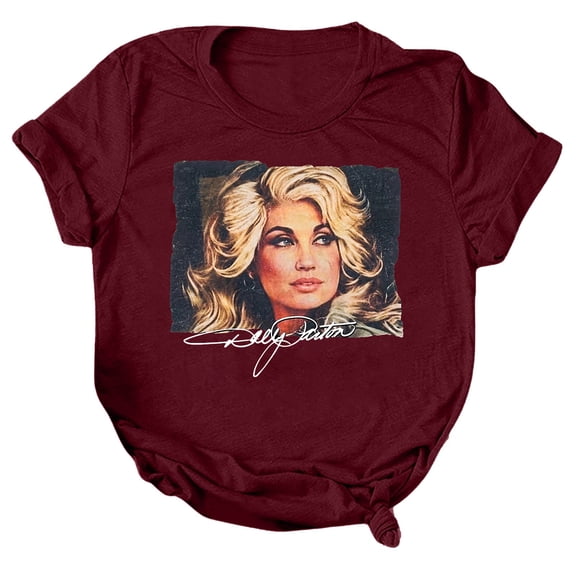 JCCXIN Women's Vintage Dolly Shirt Retro Text Country Music Star Parton T-Shirt
