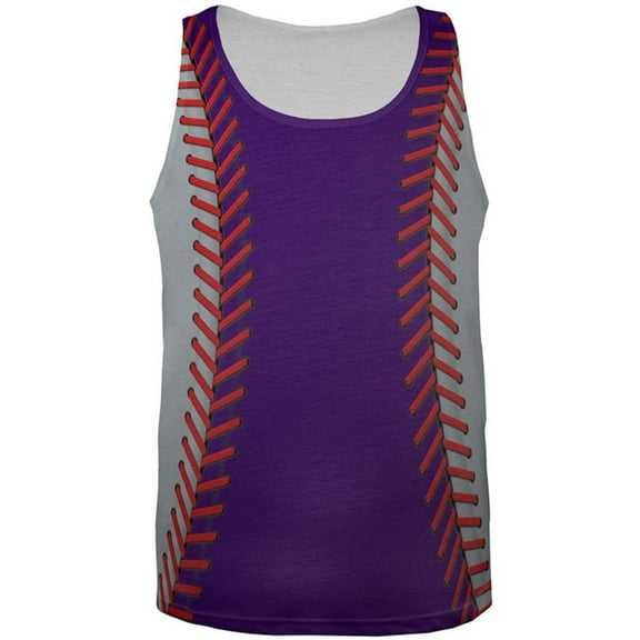 Baseball League Purple and Silver All Over Mens Tank Top