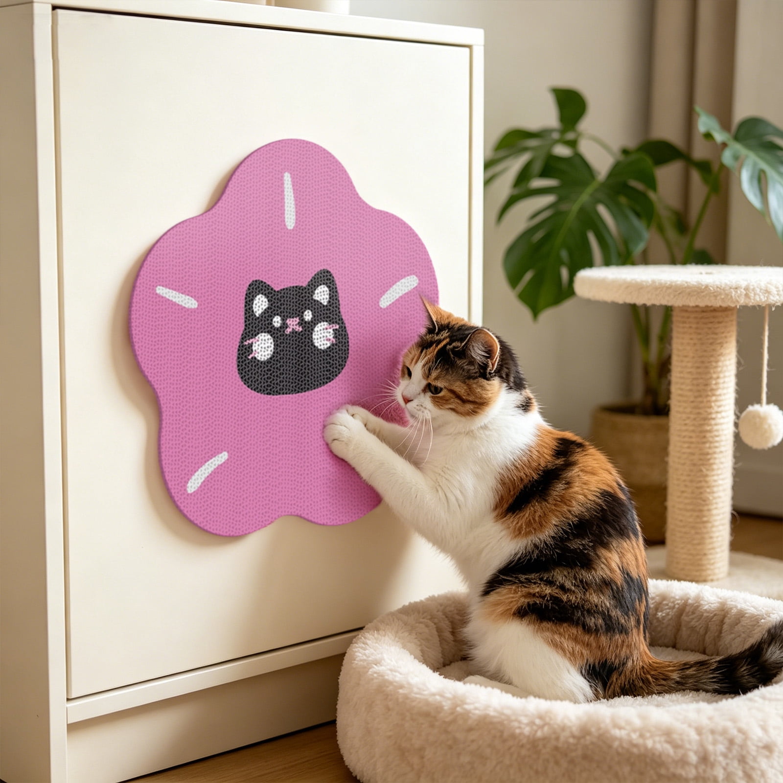Cat Scratcher Flower Scratching Pad for Cats On Wall, Dual Purpose Wall Floor Mounted Cat Scratching Board. 2-in-1 Paving and Hanging Cat Scratch Pads for Grinding Claws