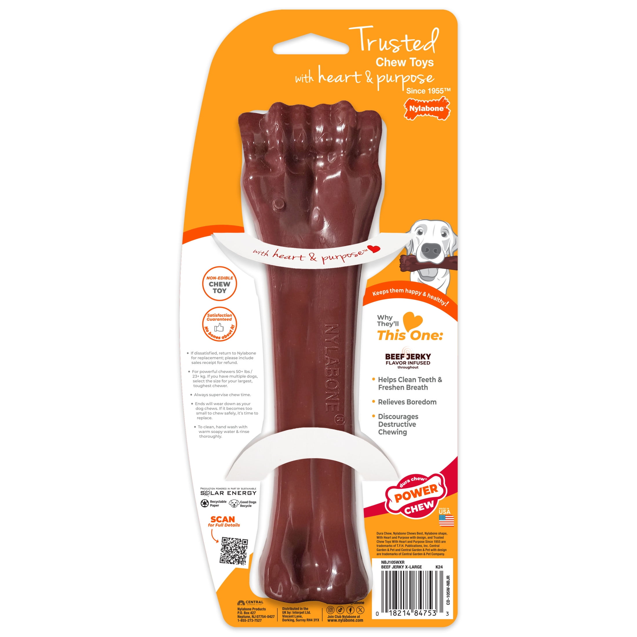 Nylabone Power Chew Knuckle Bone Dog Chew Toy Beef X-Large (1 Count)