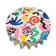 thumbnail image 3 of XMXT Waterproof Table Cloth, Vivid Multicolor Graffiti Polyester Round Tablecloth for Dining Party Decor, 60 inches, 3 of 8