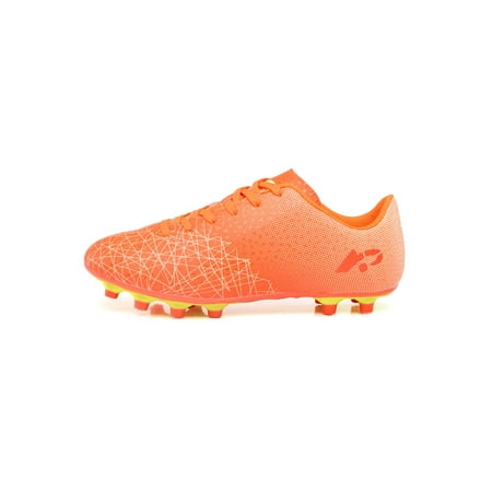 

Zodanni Girls Soccer Cleats Lace Up Football Shoes Low Top Sport Sneakers Playground Athletic Shoe Lawn Cozy Round Toe Orange Red Long Cleats 9.5(M)