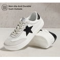 thumbnail image 5 of LUCKY STEP Womens Fashion Star Sneakers Wide Toe Lace Up Casual Shoes,White&Black, 5 of 11