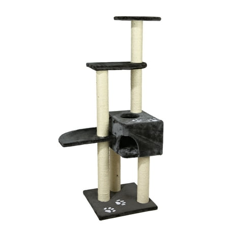 UPC: 4011905438672 | TRIXIE Alicante Plush & Sisal 3-Level 56 Cat Tree with Scratching Posts & Condo Gray